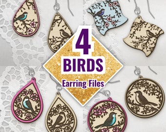 Bird Earring SVG Bundle: 4 Spring Earring Cut Files (Digital Download)