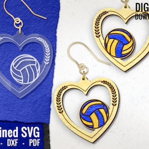 Volleyball Heart Earring SVG Laser Cut File, Sports Earring (Digital Download)