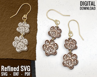 Paw Earring SVG: Animal Laser Cut Files (Digital Download)