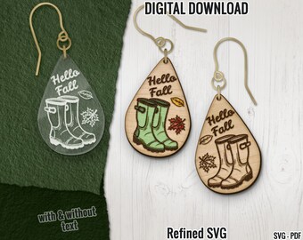 Fall Earring SVG, Autumn Leaf Laser Cut File (Digital Download)