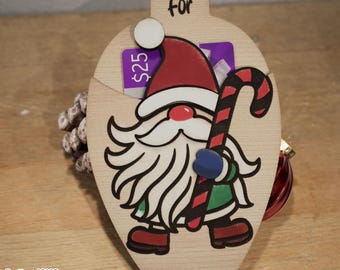 Christmas Gnome Ornament Gift Card Holder Laser Cut SVG File, Digital File