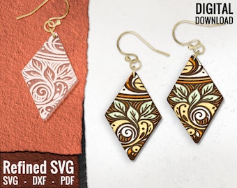 Geometryczne kolczyki SVG: pliki wycinane laserowo w stylu boho tribal (pobieranie cyfrowe)