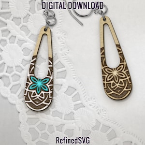 Mandala Earring SVG Laser Cut File: Wood & Acrylic (Digital Download)