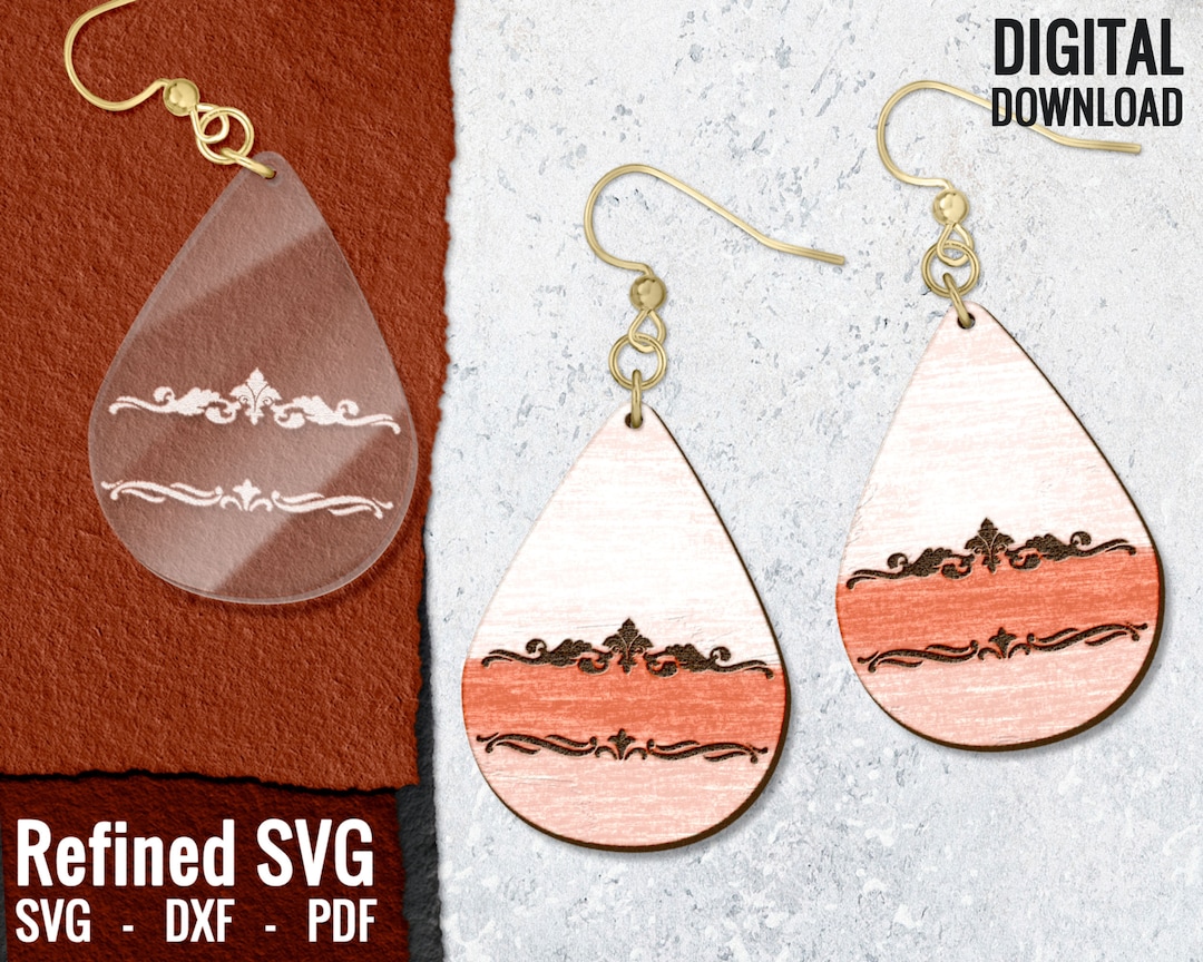 Teardrop Earring SVG, Glowforge Jewelry, Laser Cut File, Abstract ...