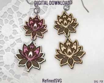 Lotus Flower Earring SVG: Floral Laser Cut File (Digital Download)