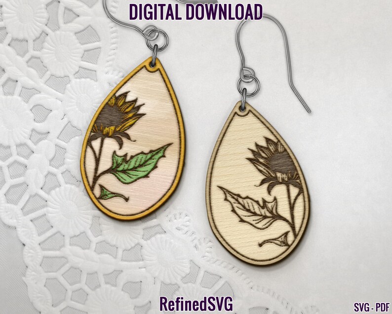 Sunflower Earrings SVG Bundle: Laser Cut Files (digital Download) - Etsy