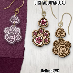 Paw Earring SVG: Laser Cut Files for Glowforge (Digital Download)