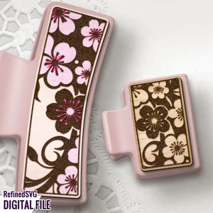 Blossom Hair Clip SVG Laser Cut File: Floral Engraving Design (Digital Download