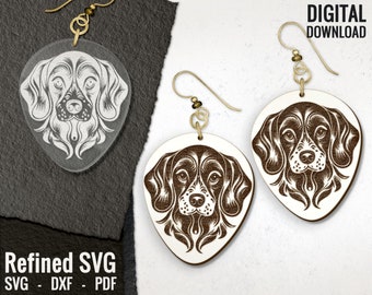 Dog Earring SVG: Laser Engraved Animal Jewelry File (Commercial Use)