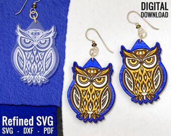 Owl Earring SVG: Laser Cut File, Animal Design (Digital Download)