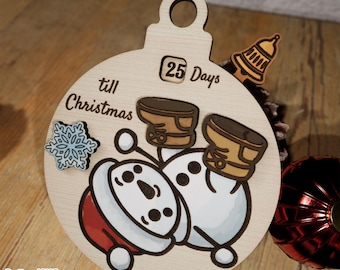 Snowman Countdown File, Christmas Advent Calendar SVG Laser Cut (Digital Files)