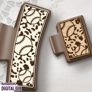 Baseball Leopard Hair Clip SVG: Laser Cut Template (Digital Download)