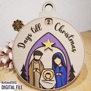 Cuenta regresiva para la Natividad SVG, Archivo de cuenta regresiva para Navidad, Calendario de cuenta regresiva para Navidad SVG, Cuenta regresiva para la alegría navideña, Calendario de Adviento SVG