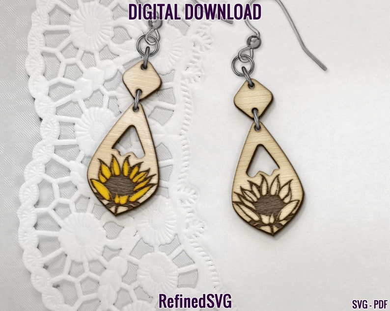 Sunflower Earrings SVG Bundle: Laser Cut Files (digital Download) - Etsy