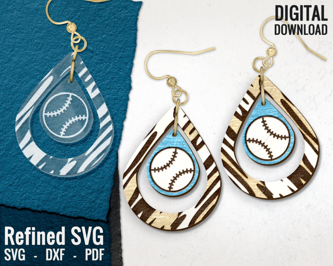 Baseball Earring SVG, Baseball Animal Print Earrings Files,