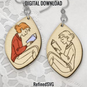Reading Books Earring SVG,  School Earrings Files, Books Earring Dangle SVG, Books Wood Earring Files, Bookworm Earring Files, Librarian