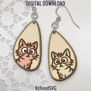 Cat Earring SVG,  Kitten Earrings Files, Cat SVG Earring Dangle Earring SVG, Cat Wood Earring Files, Kitten Earring Files