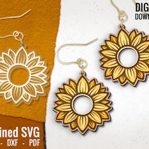 Sunflower Earring SVG: Floral Laser Cut File (Digital Download)