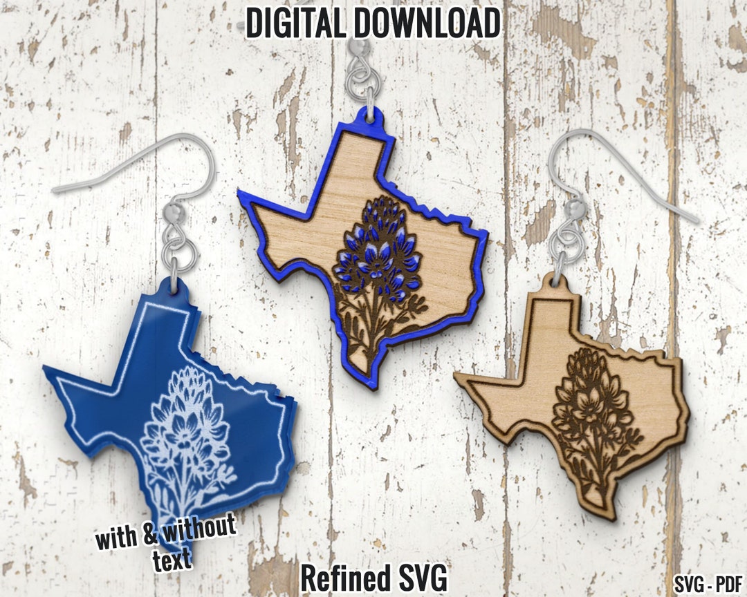 Texas Bluebonnet Earring SVG: State Flower Files (digital Download) - Etsy
