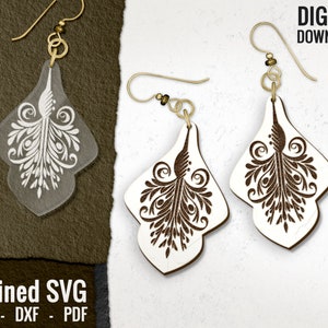 Ornamental Earring SVG, Laser Earring File, Wood Earring SVG, Hand Drawn, Earring Laser File, Glowforge Earring, Commercial Use