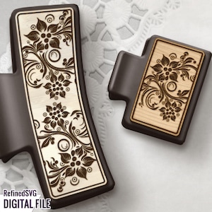 Floral Hair Clip SVG: Botanical Laser Cut Template (Digital Download)