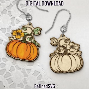 Boucles d&#39;oreilles citrouilles SVG, fichier de boucle d&#39;oreille laser citrouille, Halloween boucle d&#39;oreille bois SVG, fichiers de coupe Halloween boucle d&#39;oreille, usage Commercial