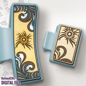 Ocean Hair Clip SVG Laser Cut File, Summer Claw Clip Vector Design, Waves Hair Accessory for Laser Engraving and Cutting, Beach Lasers Files