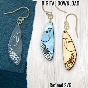 Nurse Stethoscope Earring SVG Laser Cut File (Digital Download)