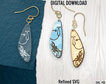 Nurse Stethoscope Earring SVG Laser Cut File (Digital Download)