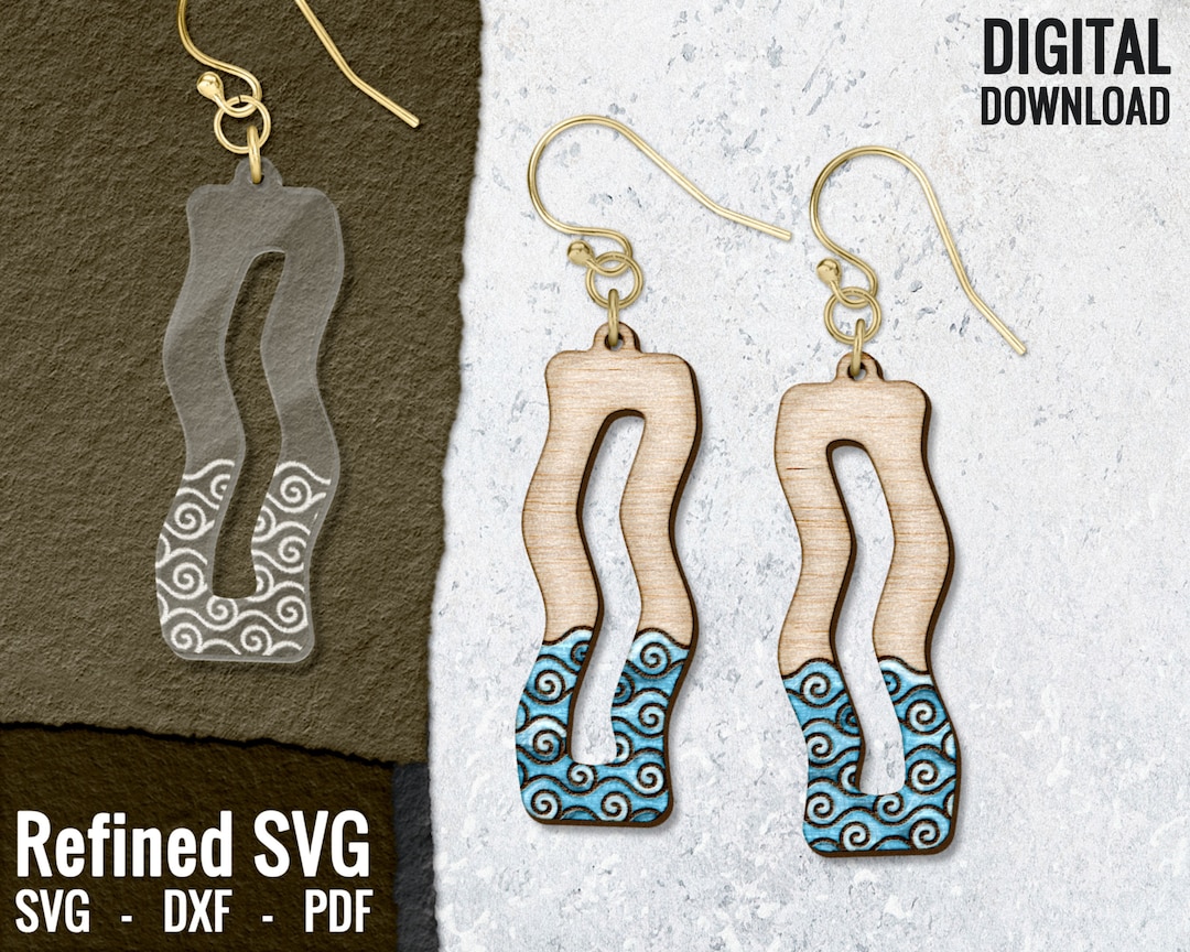 Waves Earring SVG, Laser Earring File, Wood Earring SVG, Laser Earring
