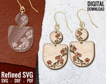 Flower Earring SVG, Floral Laser Cut File (Digital Download)