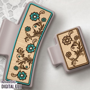 Floral Hair Claw SVG Laser Cut Template: Flower Accessory (Digital Download)