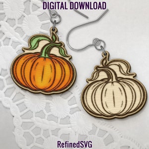 Boucles d&#39;oreilles citrouilles SVG, fichier de boucle d&#39;oreille laser citrouille, Halloween boucle d&#39;oreille bois SVG, fichiers de coupe Halloween boucle d&#39;oreille, usage Commercial
