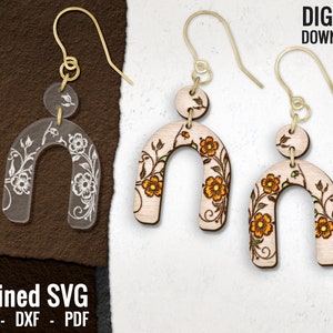 Floral Rainbow Earring SVG: Boho Laser Cut File (Digital Download)