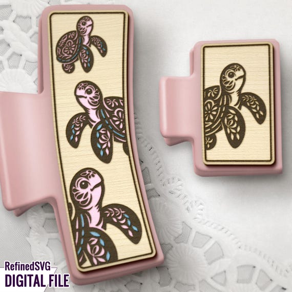 Sea Turtle Hair Clip SVG: Laser Cut Ocean Hair Claw (digital