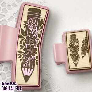Arquivo SVG de grampo de cabelo escolar cortado a laser – Design vetorial de professor para gravação a laser em grampos de cabelo e garras, arquivo de corte a laser a lápis