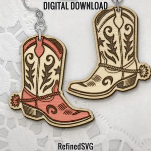 Cowboy Boots Earring SVG: Western Laser Cut File (Digital Download)