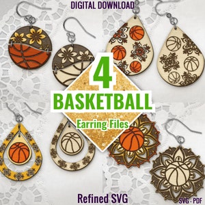 Basketball Earring SVG Bundle: Sports Earring Cut Files (PDF)