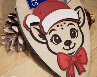 Deer Christmas Ornament Gift Card Holder Laser Cut SVG File, Digital File
