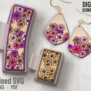 Flower Hair Clip and Earring Laser Cut File Set (SVG, PDF)