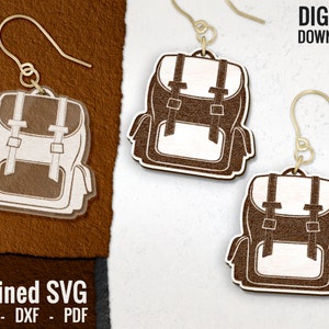Backback Earring SVG, Rucksack Laser Earring File, Wood Earring SVG, Earring Cut Files, Acrylic Earring SVG, Glowforge, Commercial Use