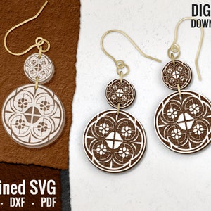Blumen-Laser-Ohrring SVG-Datei: 2-teiliges Holz & Acryl (Digitaler Download)