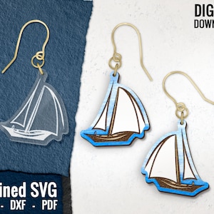Segelboot-Ohrring SVG-Datei: Laser Cut Boot Design (Digitaler Download)