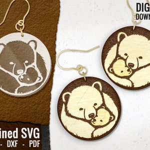 Two Bears Earring SVG: Animal Laser Cut File (Digital Download)