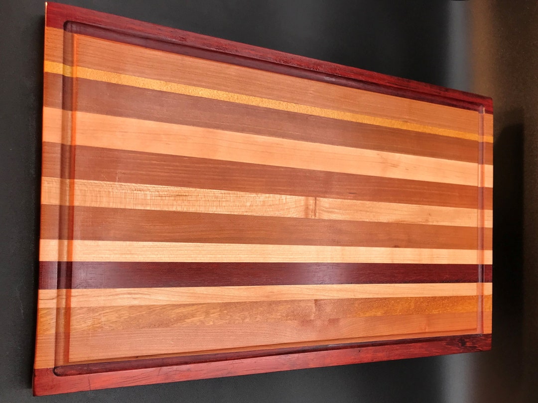 Cutting Board, Edge Grain, Exotic, With Juice Groove, Cherry, Maple