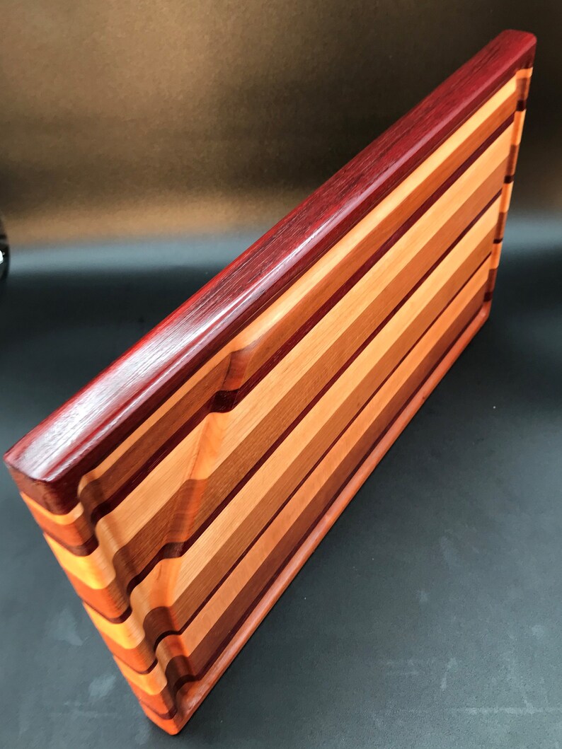 Cutting Board Edge Grain Exotic Handmade Juice Groove Etsy