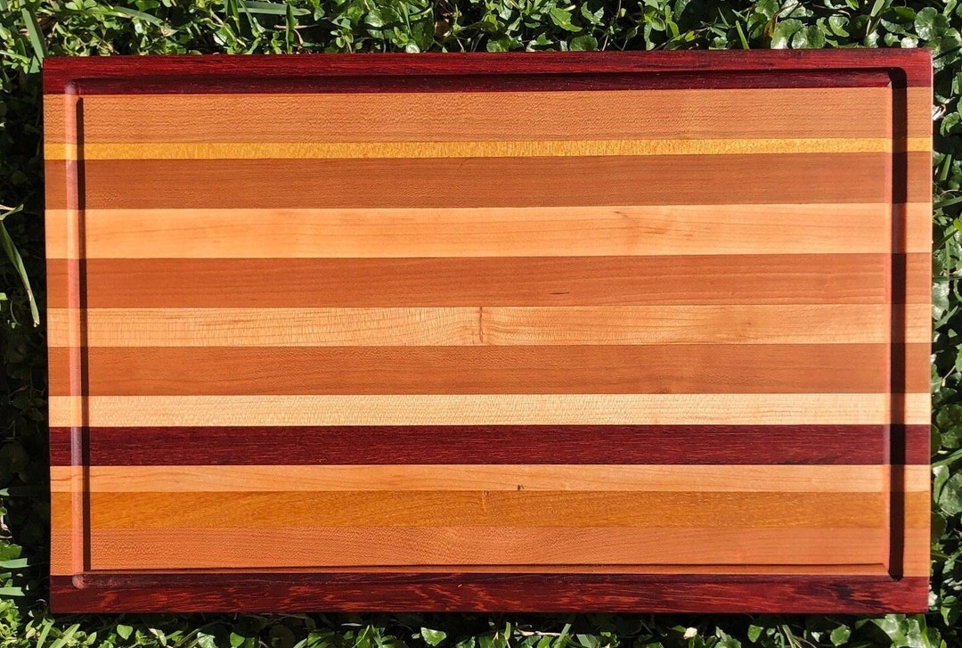 Cutting Board Edge Grain Exotic With Juice Groove Cherry Etsy