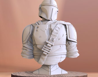 Mandolarian bust Star Wars 3D Print STL File for 3D Printing, Instant Download Drive Link