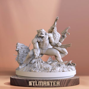 Wolverine & Punisher Diorama 3D Print STL File for 3D Printing, Instant Download Drive Link