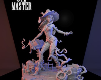 Woman Witch 3D Print STL File for 3D Printing, Instant Download Drive Link